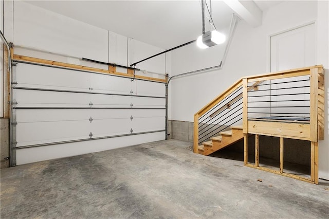 garage with a garage door opener