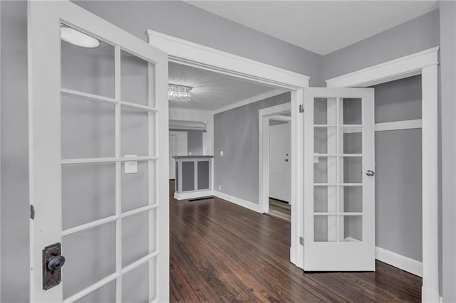 spacious closet with dark wood-type flooring