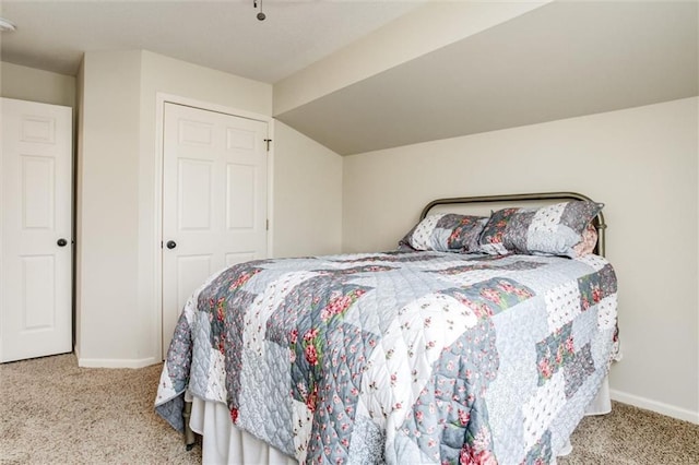 carpeted bedroom with a closet