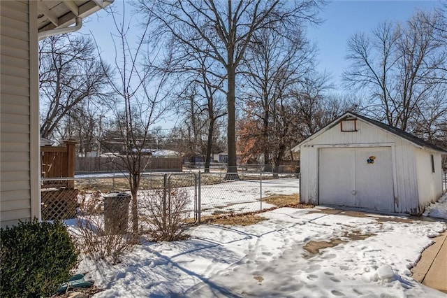 exterior space with a storage shed