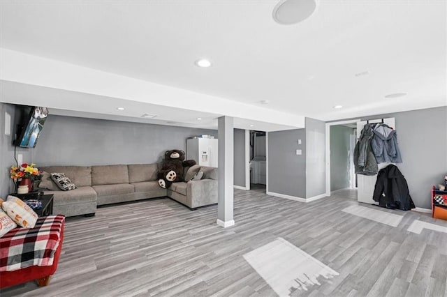 living room featuring light wood-type flooring