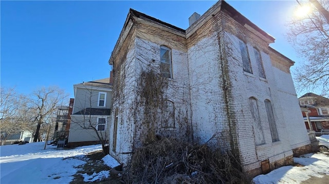 view of snow covered exterior