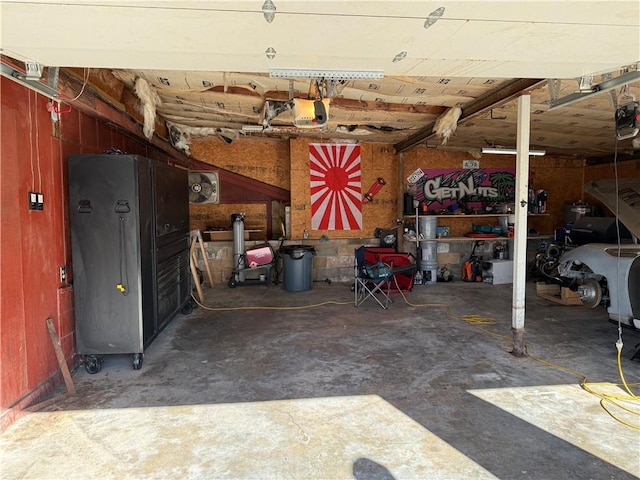 garage with a garage door opener