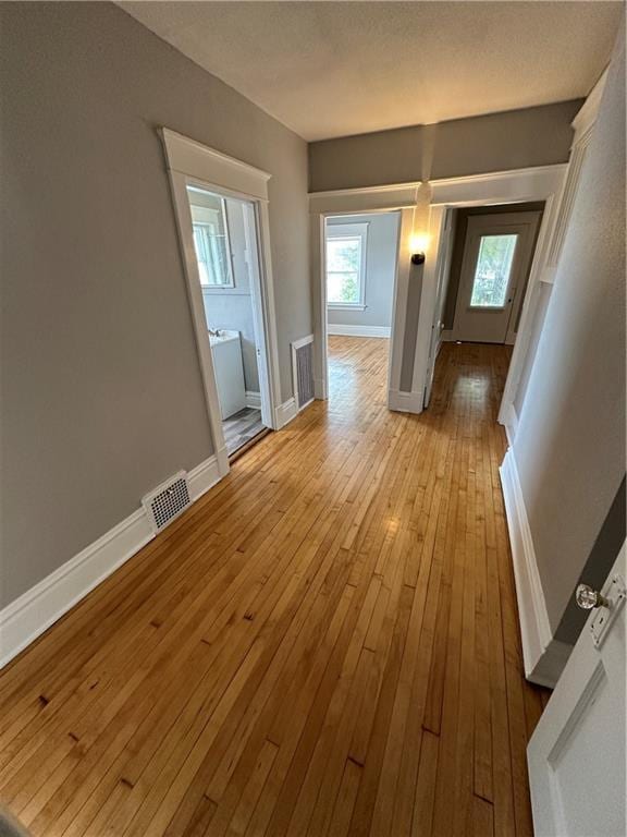 interior space with light hardwood / wood-style floors