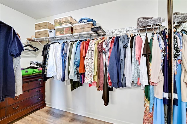 spacious closet with wood finished floors