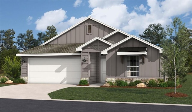 view of front of home featuring a garage and a front lawn