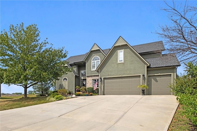 view of front of house with a garage