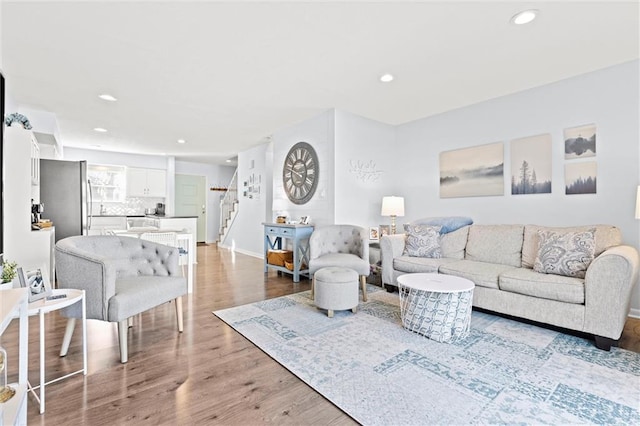 living room with hardwood / wood-style floors