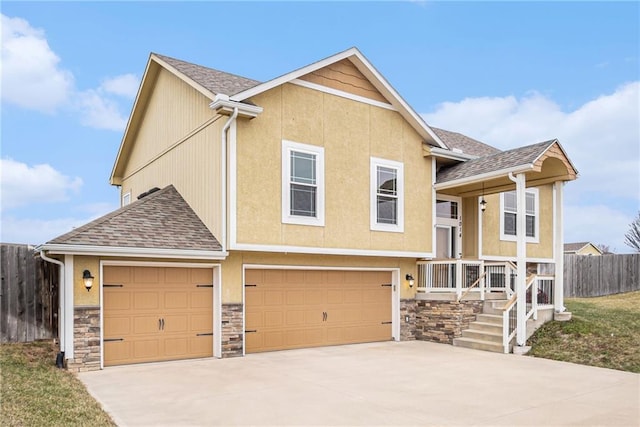 view of front of property featuring a garage