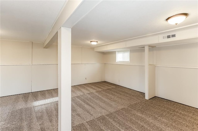 basement with carpet