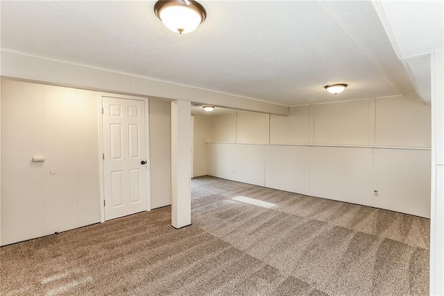 basement with carpet