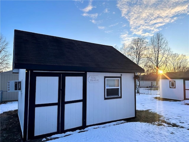 view of snow covered structure