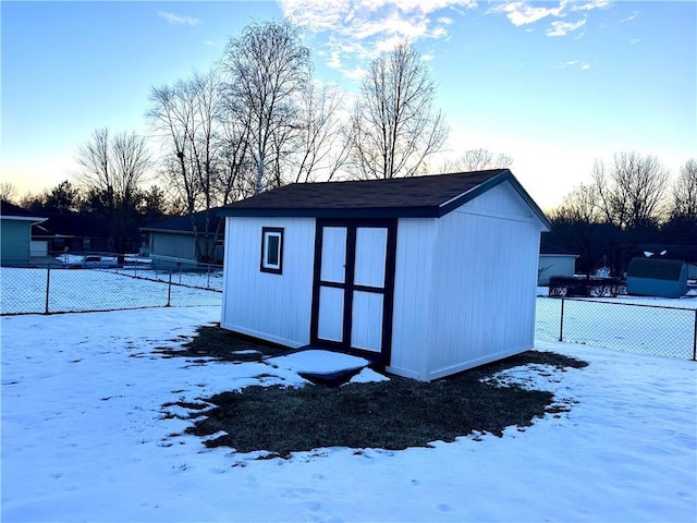 view of snow covered structure