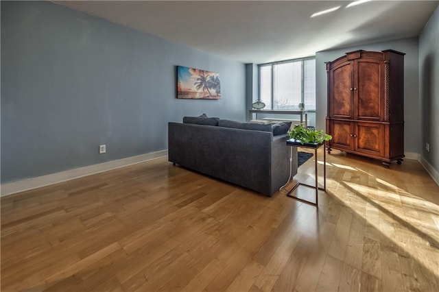 living room with light hardwood / wood-style flooring