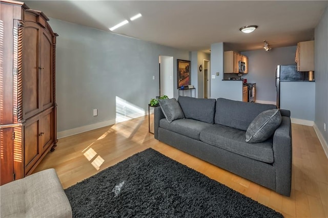 living room with light hardwood / wood-style floors