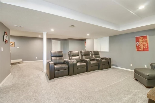 view of carpeted home theater room