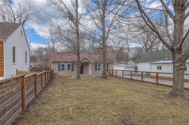 view of yard featuring a garage