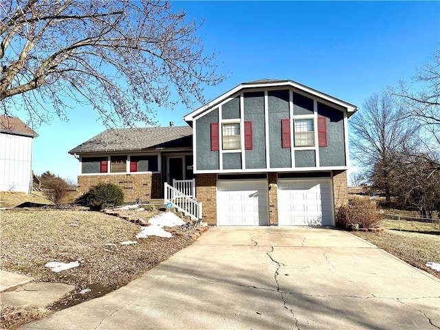 split level home featuring a garage