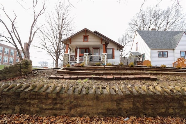 view of front of home featuring covered porch