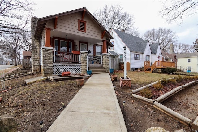 bungalow-style home featuring covered porch