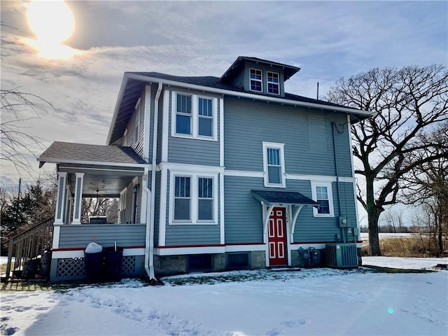 view of front of property with central AC unit