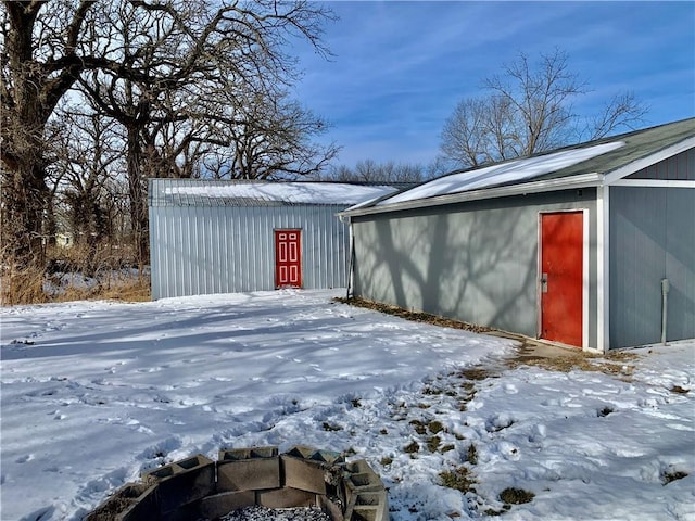 view of snow covered structure