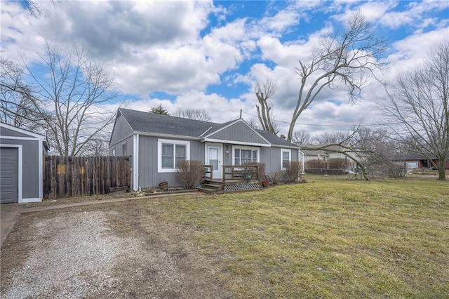 ranch-style home with a front yard