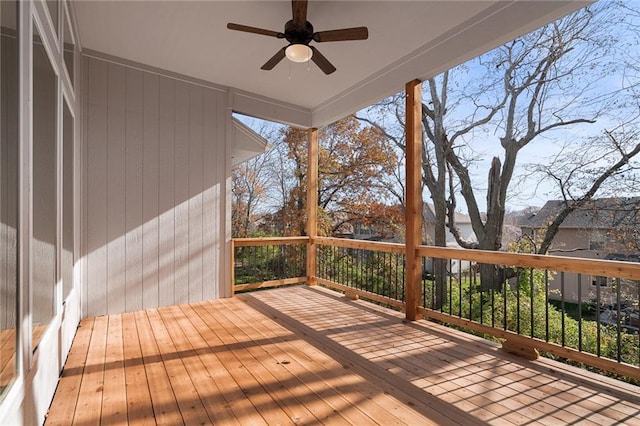 wooden terrace with ceiling fan