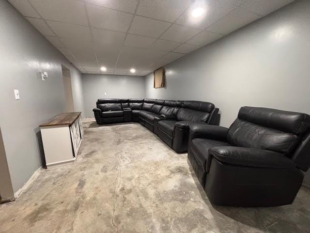 home theater featuring a paneled ceiling