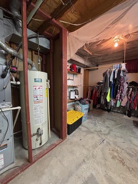 basement with gas water heater