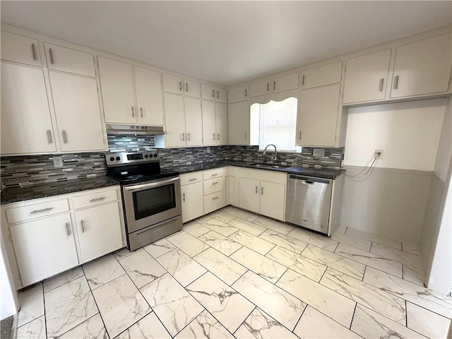 kitchen featuring white cabinetry, sink, and stainless steel appliances