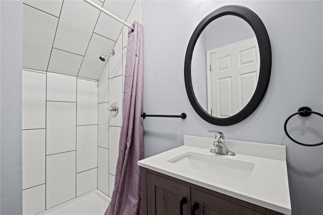 bathroom featuring vanity and a shower with curtain