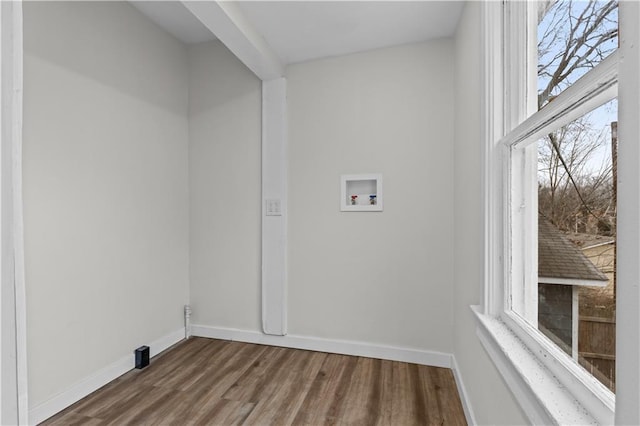 laundry area with hookup for a washing machine and hardwood / wood-style flooring