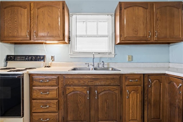 kitchen with sink and electric stove