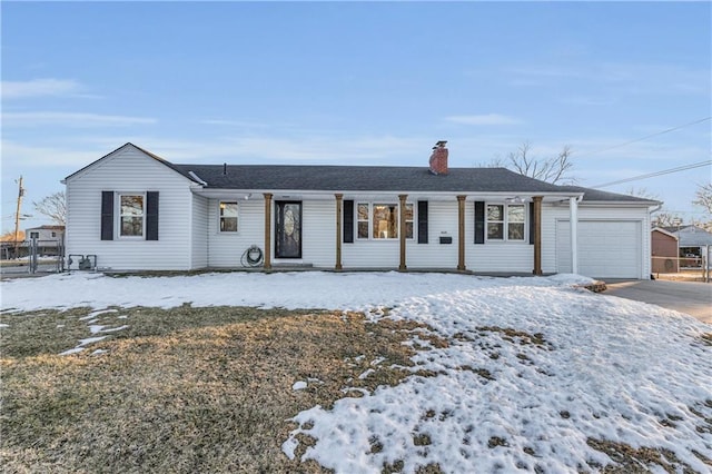 single story home featuring a garage