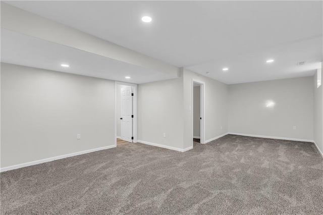 basement featuring carpet