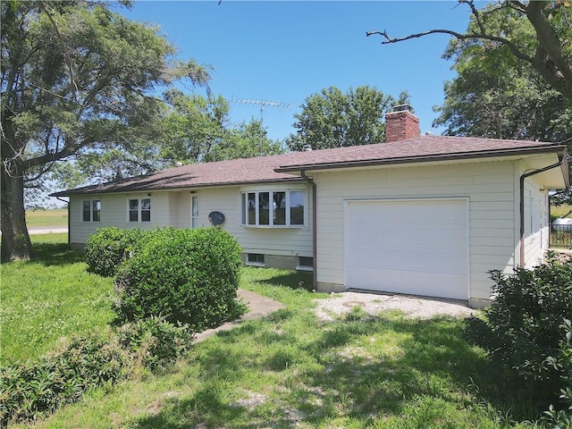 16702 S 59th Hwy, Welda, KS 66091 - single story home with a chimney, a garage, and a front lawn