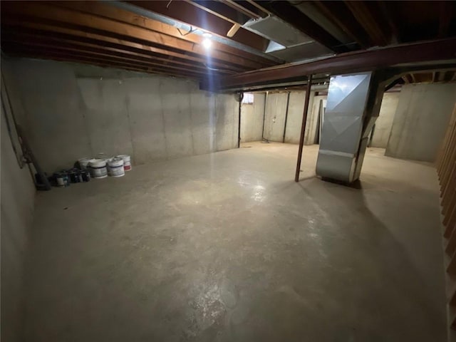 basement with heating unit