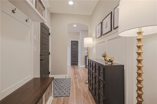 mudroom featuring light hardwood / wood-style floors