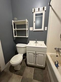 full bathroom with vanity, shower / bathing tub combination, and toilet