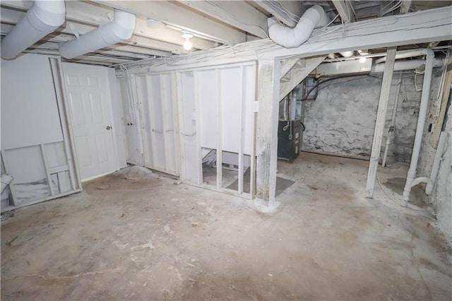 basement with heating unit