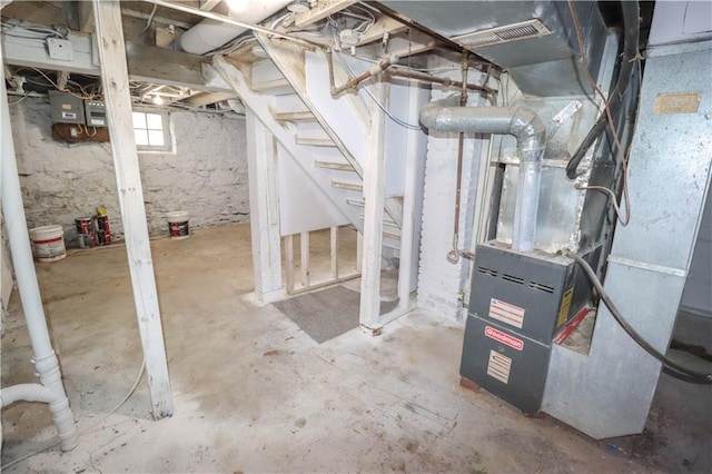 basement with heating unit