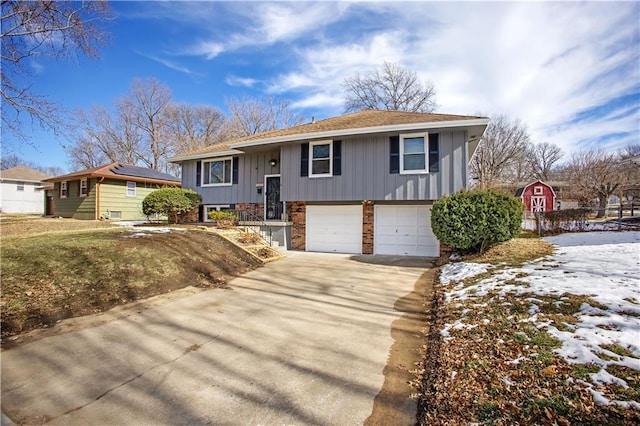 split foyer home featuring a garage