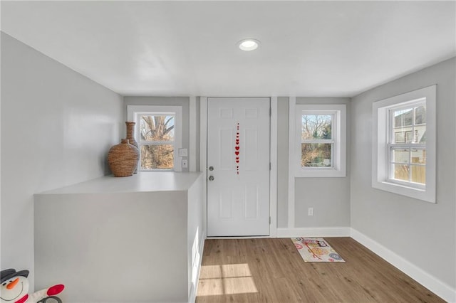 entrance foyer featuring a healthy amount of sunlight and light wood-type flooring