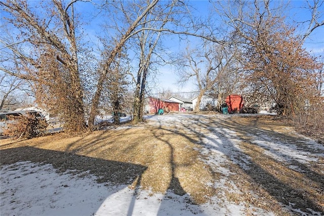 view of yard covered in snow