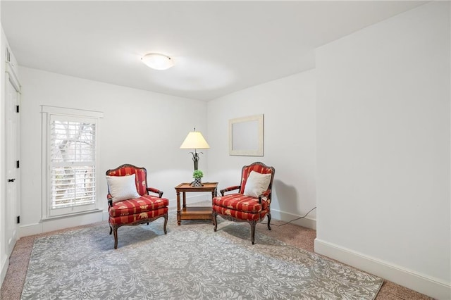 living area with carpet floors