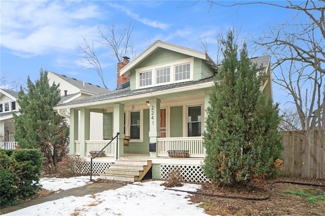 view of front of house featuring covered porch