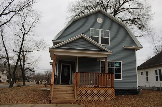 view of front facade featuring a porch