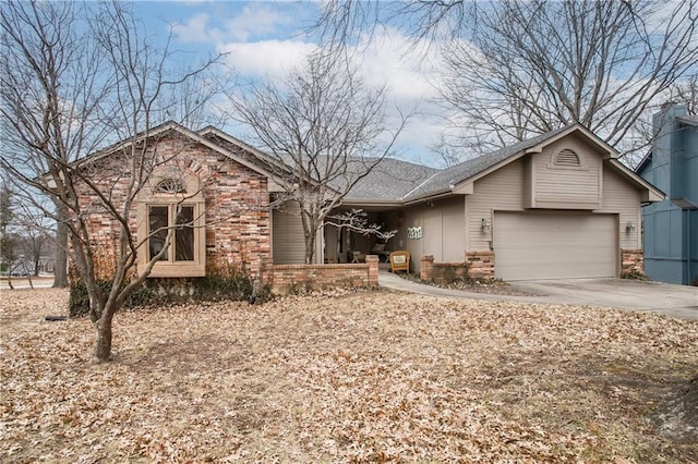 single story home featuring a garage