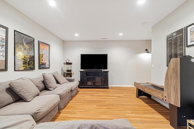 living room with hardwood / wood-style floors